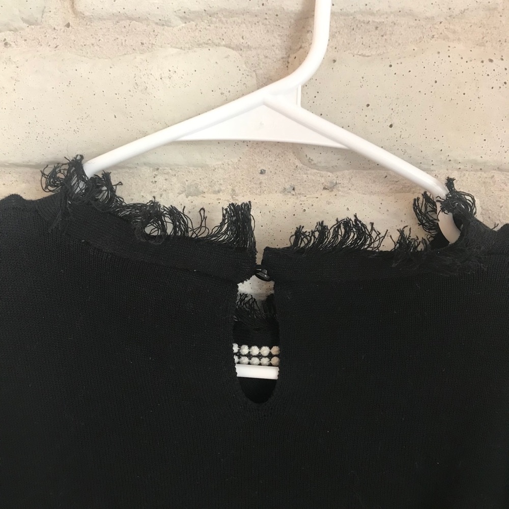 🥳HP🥳THML Black Short Sleeve White Dots Tassels L - Picture 6 of 12
